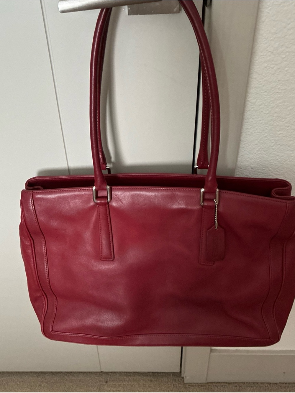 RARE Vtg Coach Stylish Burgundy/Rust Leather Tote Bag. L2S-9426 - Picture 3 of 5